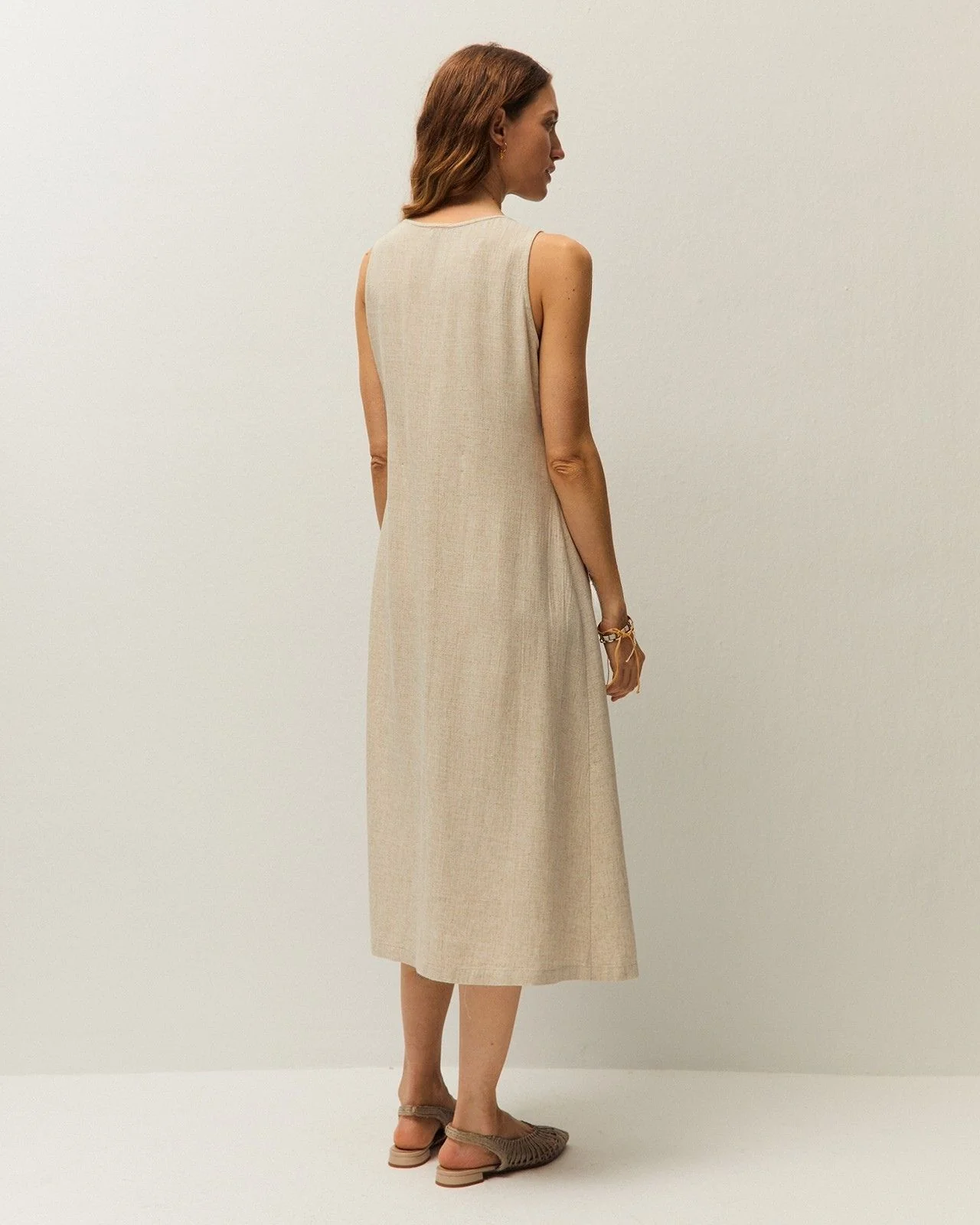 Vestido abotonado lino - Image 2