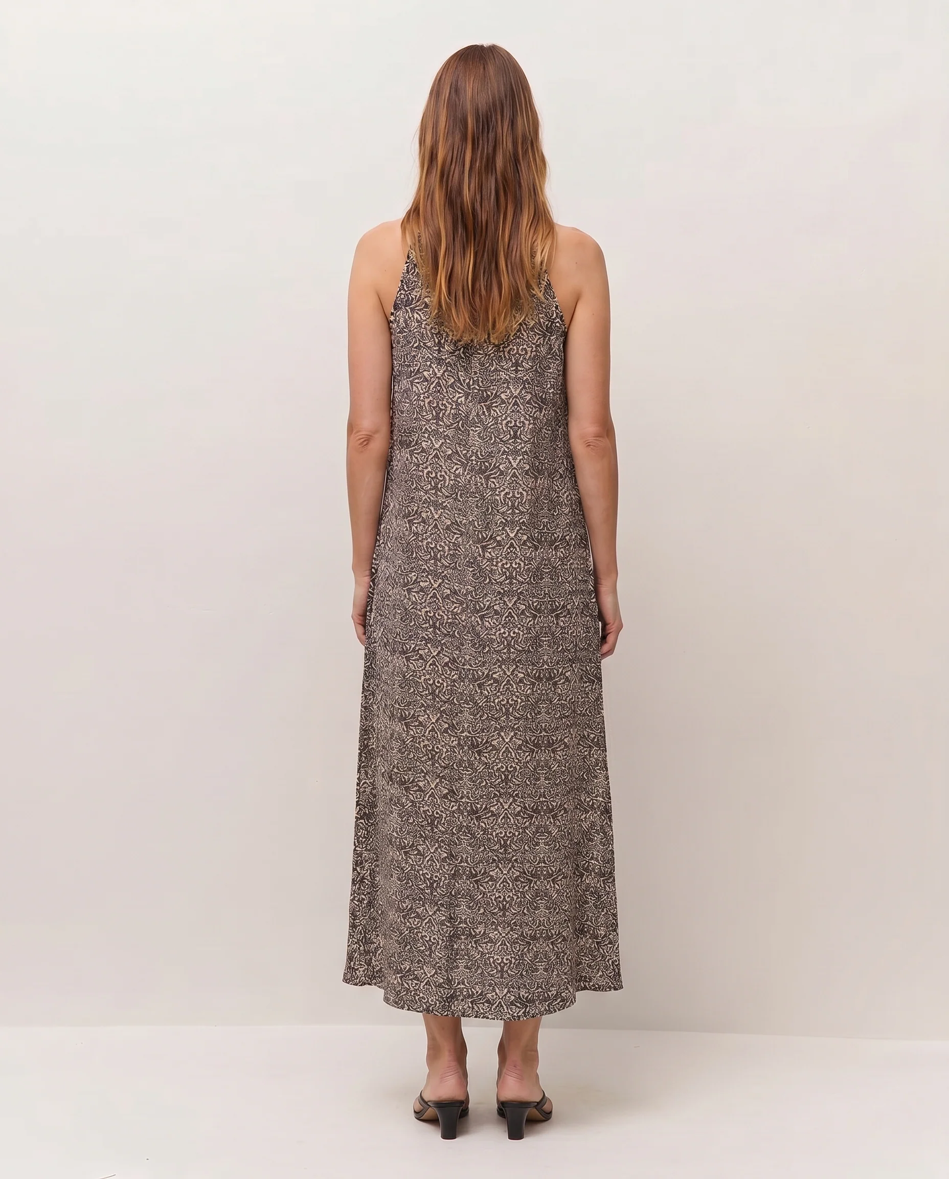 Vestido estampado con lurex, cuello halter - Image 3